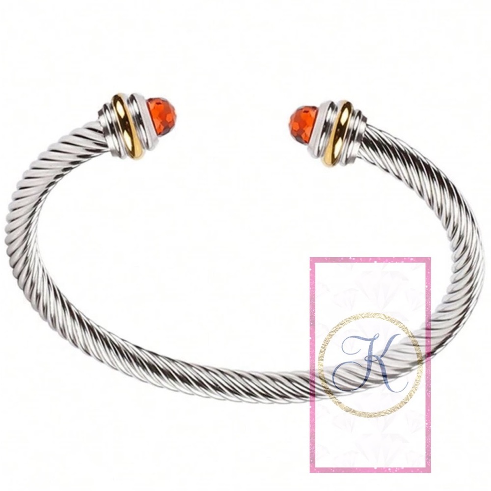 Madeira Citrine Cable Bangle Bracelet, Twisted Cable Bangle